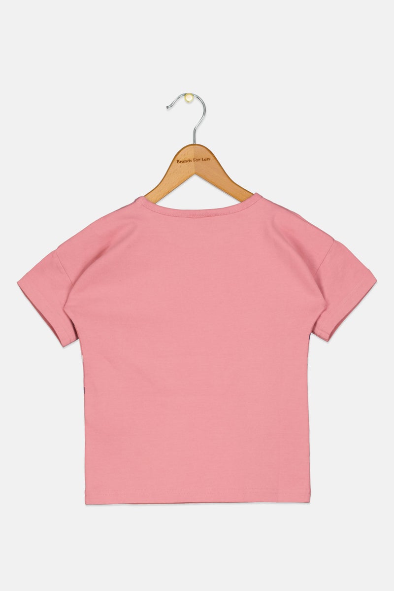 Hamleys Toddlers Girl Crew Neck Short Sleeves Graphic Print T-Shirt, Old Pink - Image 2